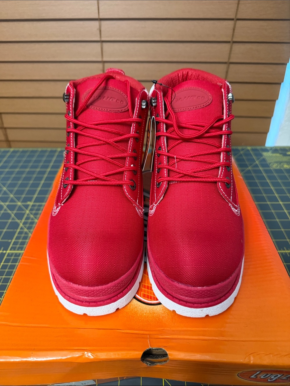 Lugz Red Canvas High-Top Boots - Picture 2 of 6